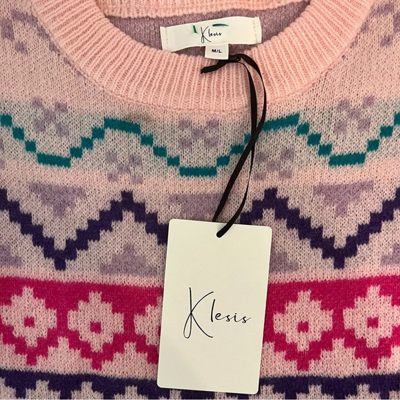 Klesis Winter Wonderland Snow Princess Sweater w/Feather Puff Cuffs Size M/L NWT - Picture 8 of 8